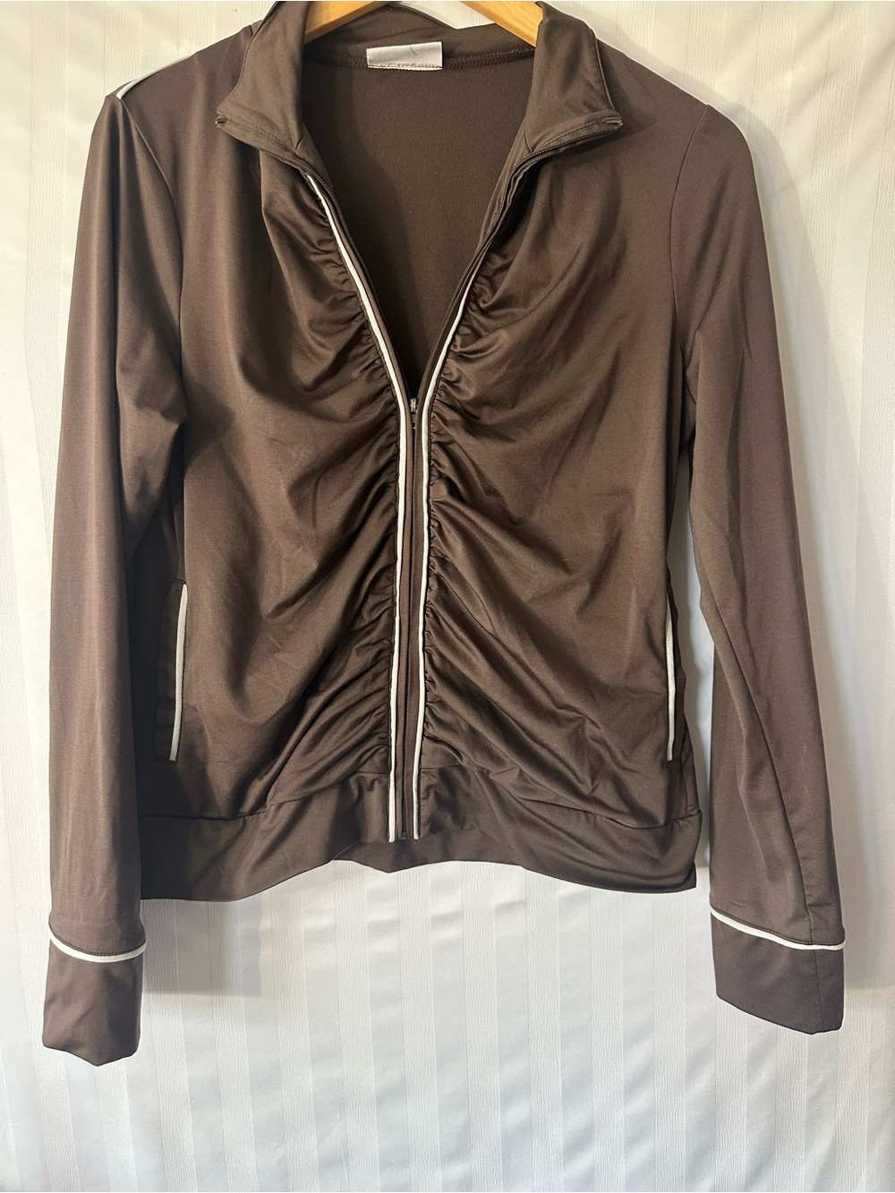 Y2K Carve Designs Brown Bomber Jacket with White Trim